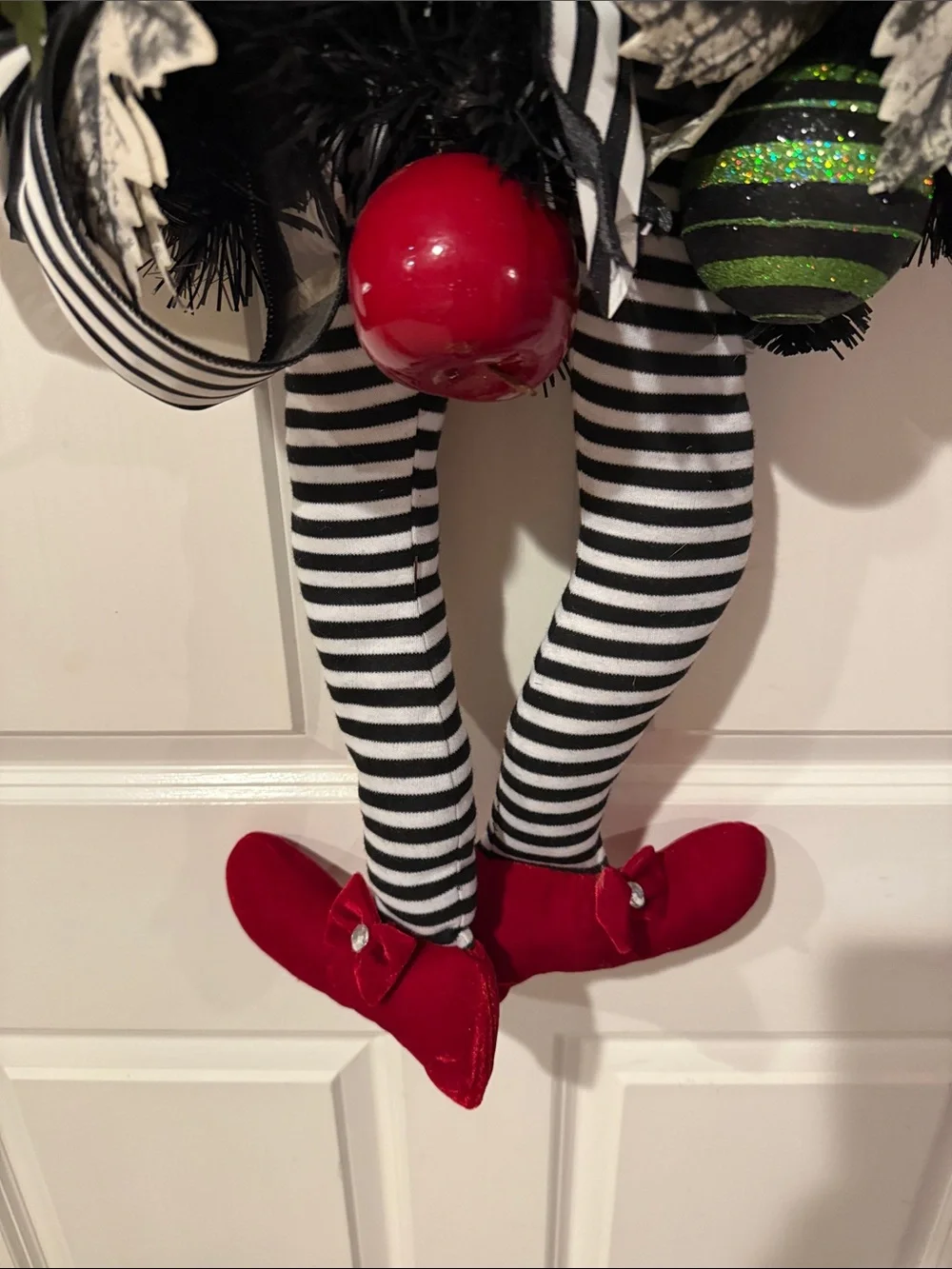 Whimsical Witch Door Wreath with Red Accents